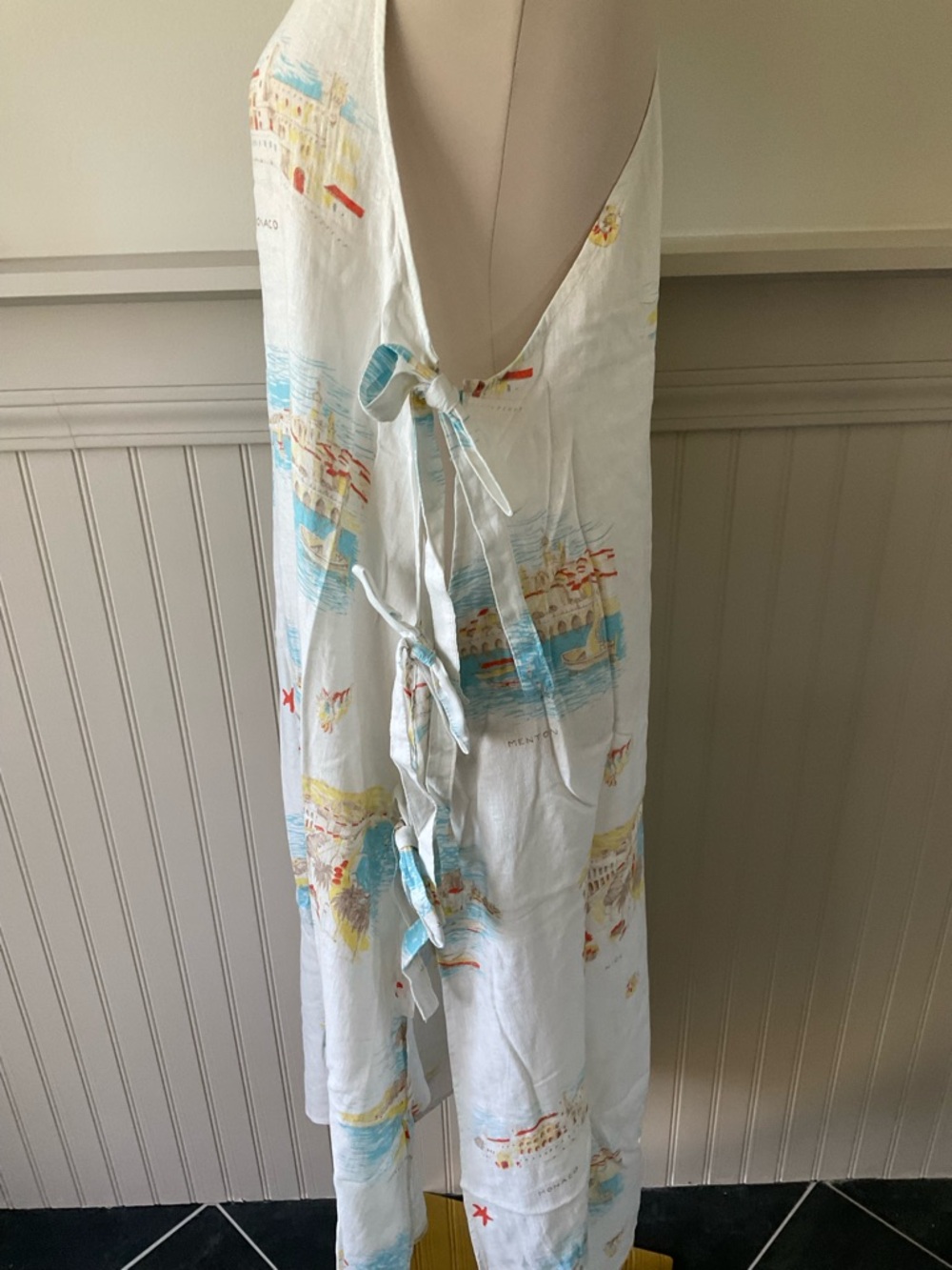 Calypso St. Barth Linen Blend Maxi Cover-Up Dress Coastal Print NWT Medium - Picture 3 of 7